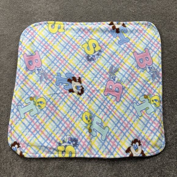 VTG Looney Tunes Baby Fleece Blanket Tweety Sylvester Taz Plaid Alphabet 28X26 - Picture 5 of 9